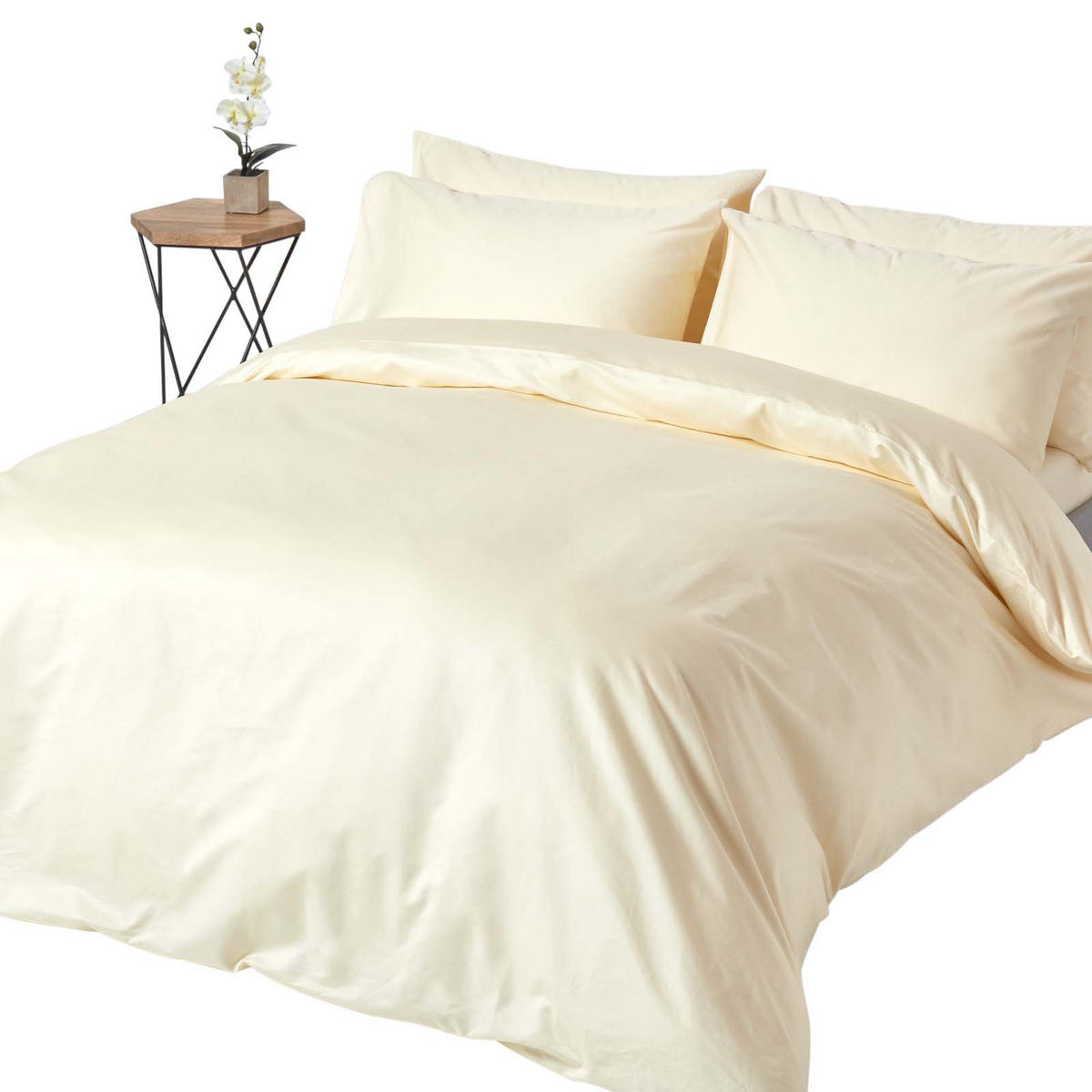 BETTWÄSCHE Premium, Ägyptische Baumwolle, Fadendichte 1000 - Creme, Textil (135/200cm) - Homescapes