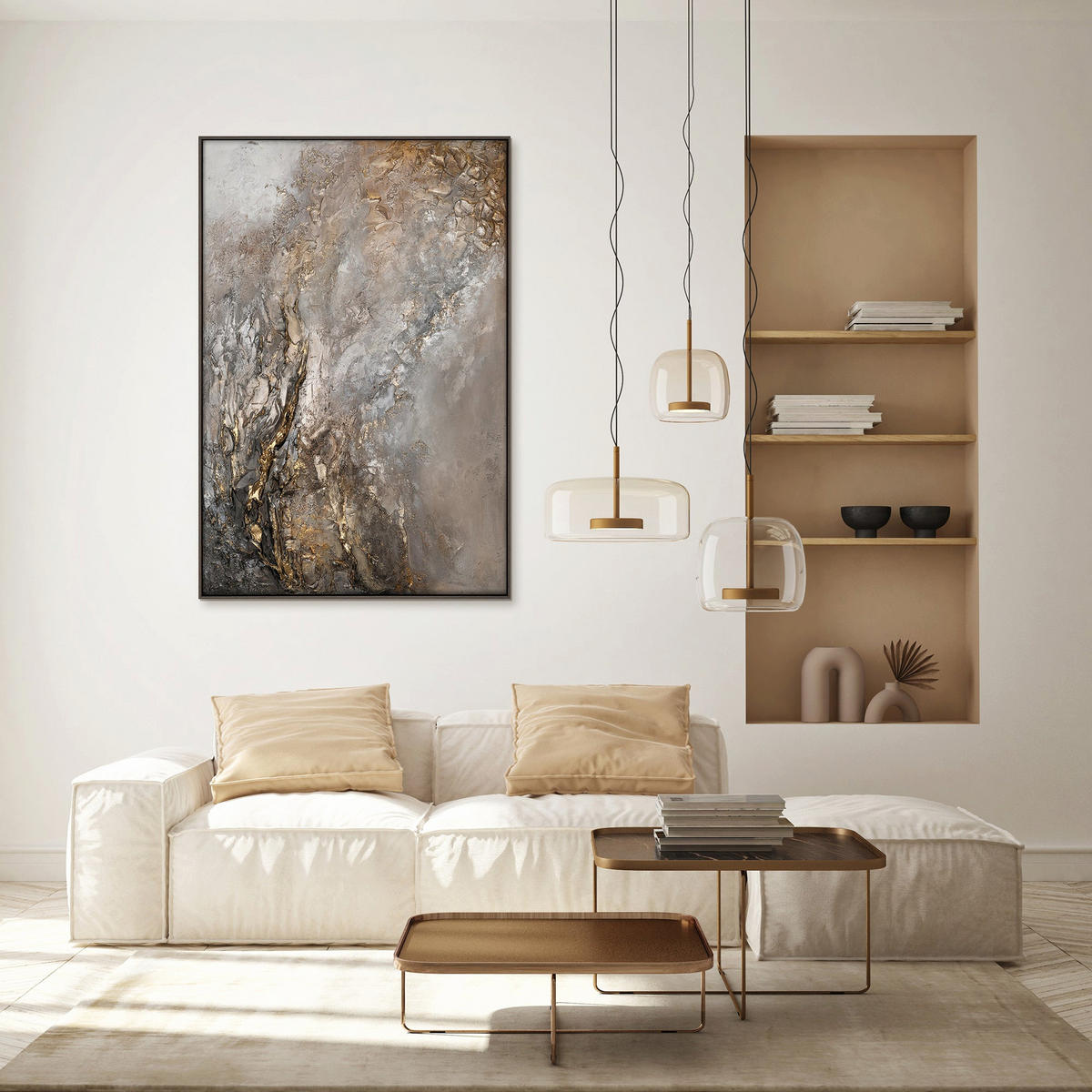 GEMÄLDE Universum Schattenfugenrahmen Grau 140x100 cm - Grau, Holz (140/100cm) - YS-art gallery
