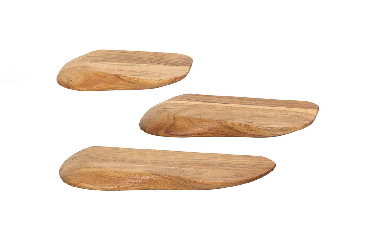 WANDREGAL HUZO 3ER SET Holz Akazie - Naturfarben, Holz (50/4/20cm) - KAWOLA