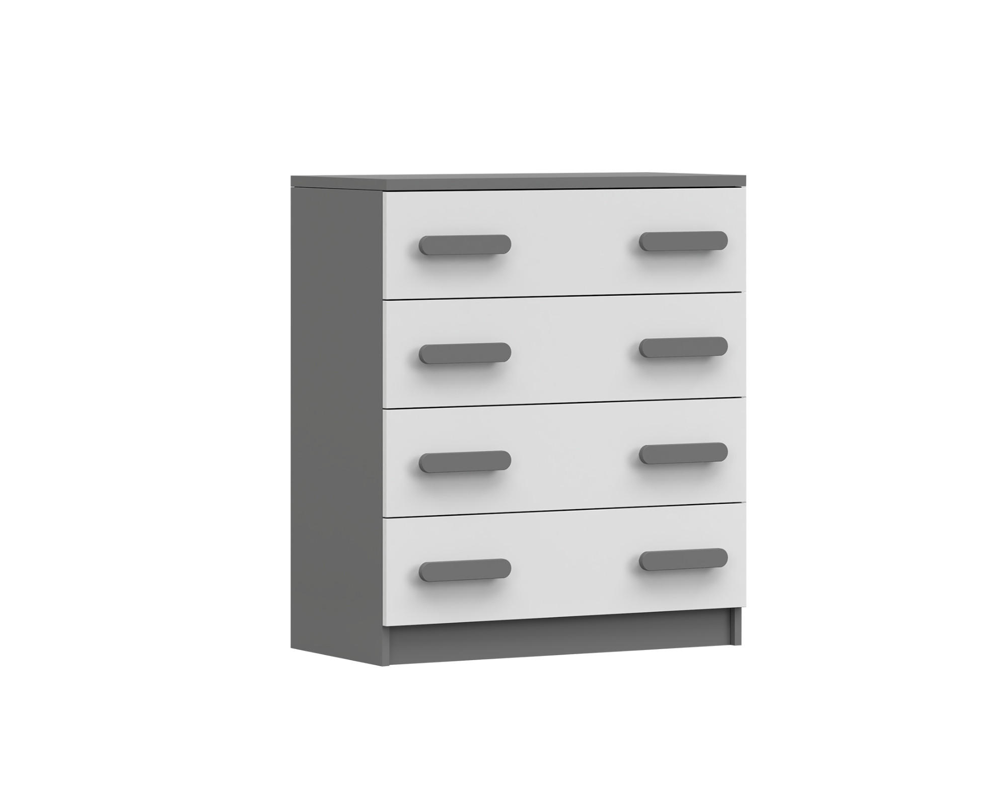 KINDERKOMMODE INGE 02 80/90/40 cm Weiß+Grau/Grau - Weiß/Grau, Holzwerkstoff (80/90/40cm) - Deine Möbel 24