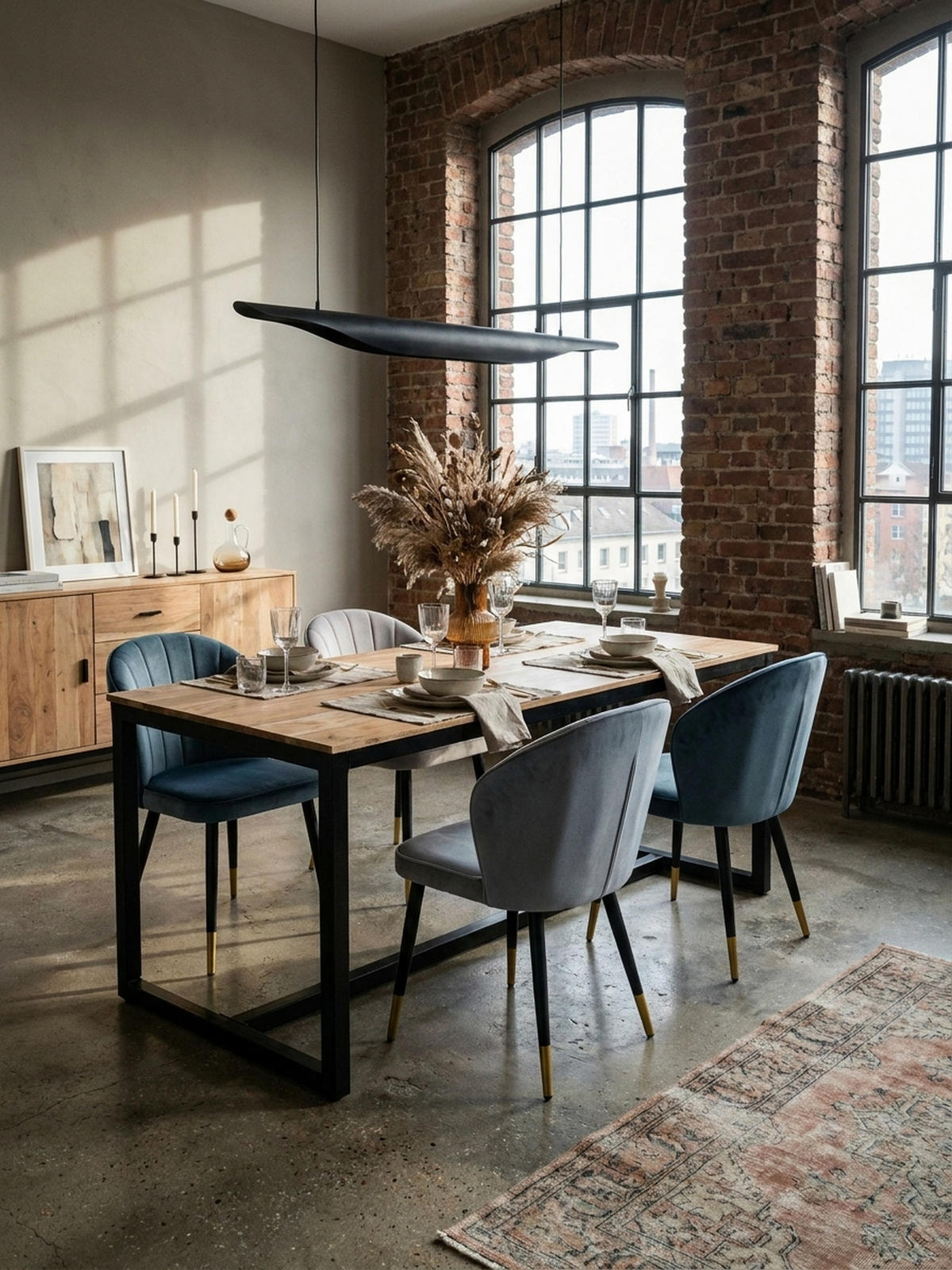 ESSTISCH Massivholz Metall Rechteckig Loft-Stil, Akazie 160x80x76 cm - Schwarz/Akaziefarben, Holz/Metall (80/160/76cm) - KADIMA DESIGN