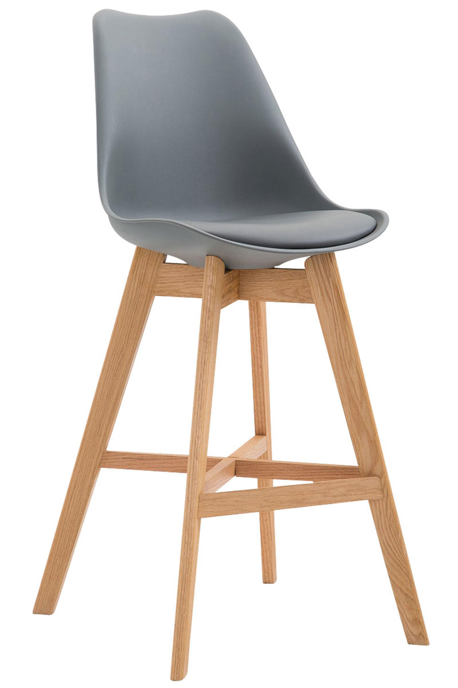 BARHOCKER Canada, Gestell Natura, Kunststoff Grau - Naturfarben/Grau, Holz/Kunststoff (48/100/56cm) - TPFLiving