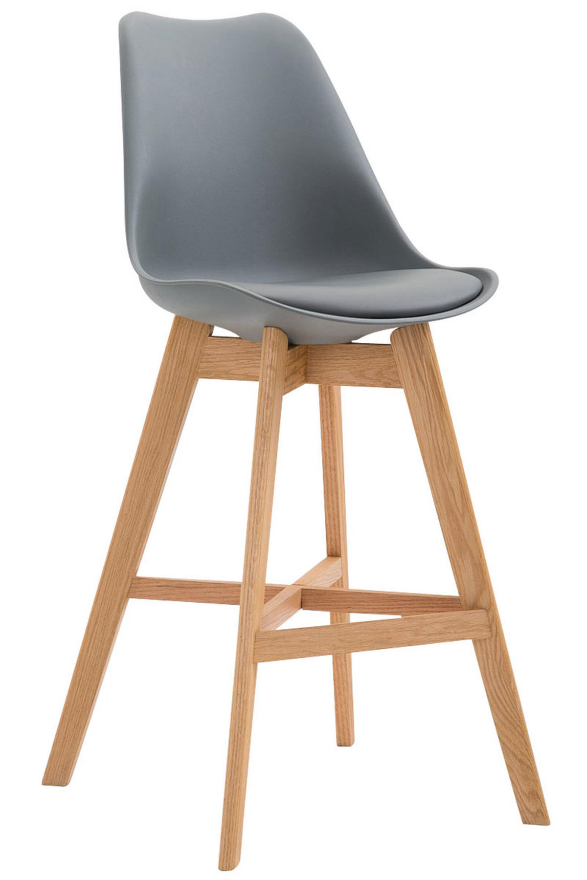 BARHOCKER Canada, Gestell Natura, Kunststoff Grau - Naturfarben/Grau, Holz/Kunststoff (48/100/56cm) - TPFLiving
