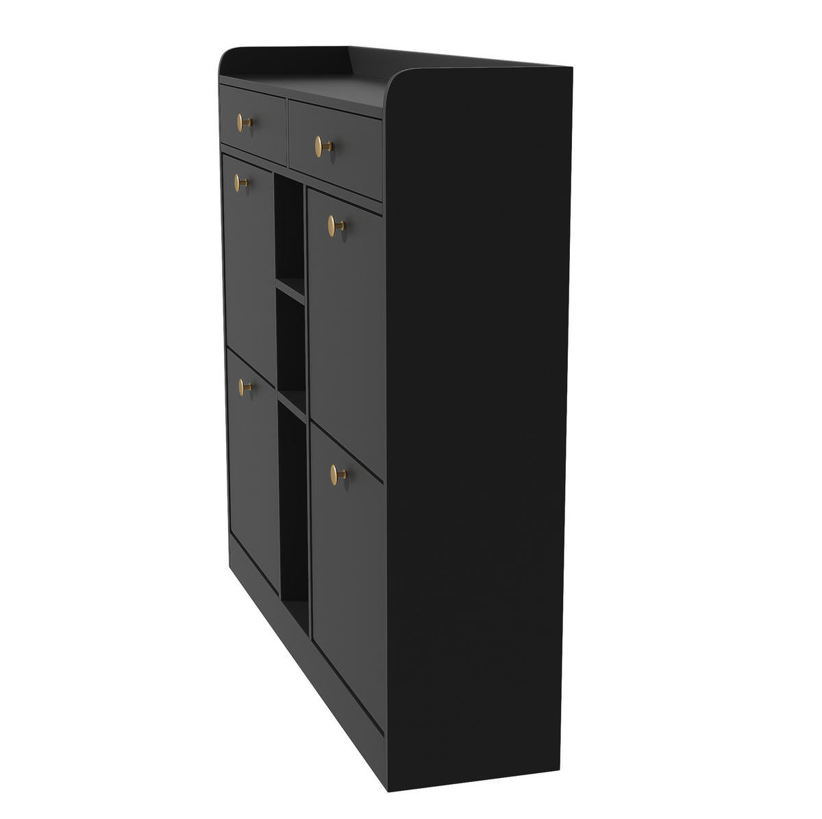 SCHUHSCHRANK aus Spanplatte 110x26x100cm in Schwarz mit Klappentüren - Schwarz, Holzwerkstoff (110/100/26cm) - Modfu