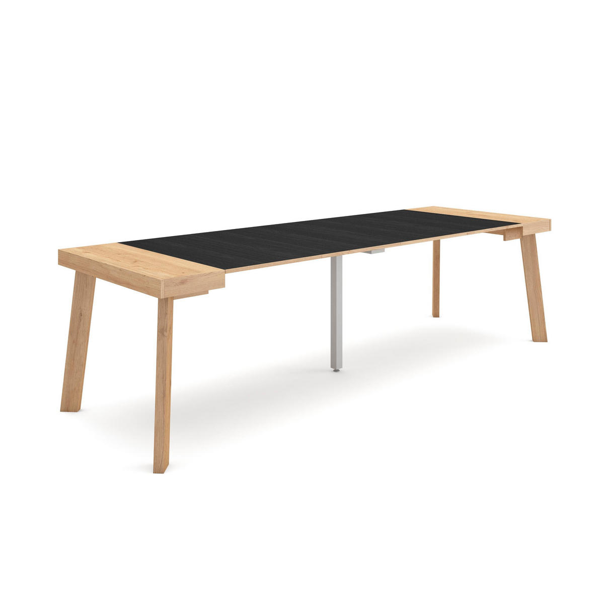 KONSOLENTISCH ausziehbar 58 bis 262cm, für 12 Gäste, eiche, schwarz, 90/58/73cm - Eichefarben/Multicolor, Holzwerkstoff (90/262/73cm) - Skraut Home
