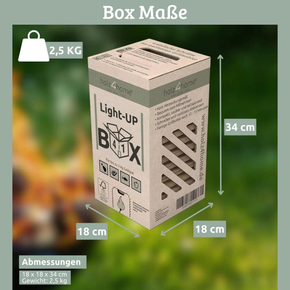 GRILLANZÜNDER 6er-Set Box 4-in-1 -Grillbox Grillkohle - Braun, Stein (18/34/18cm) - DELUKE