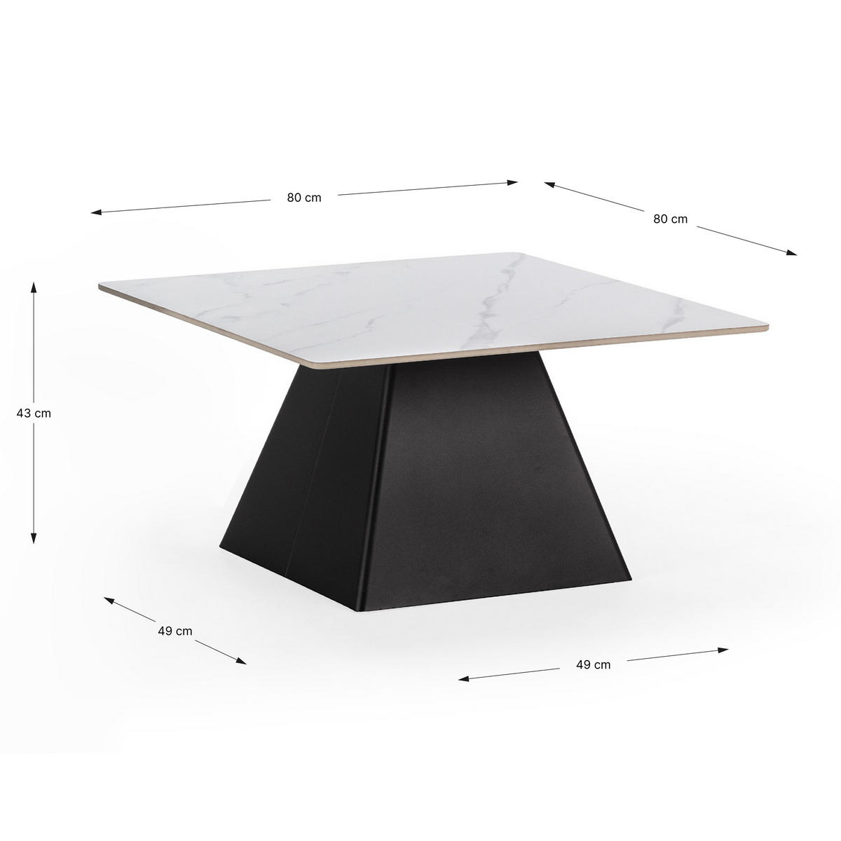 COUCHTISCH Merve Schwarz 80/80/43 cm - Schwarz, Stein (80/80/43cm) - Drawer