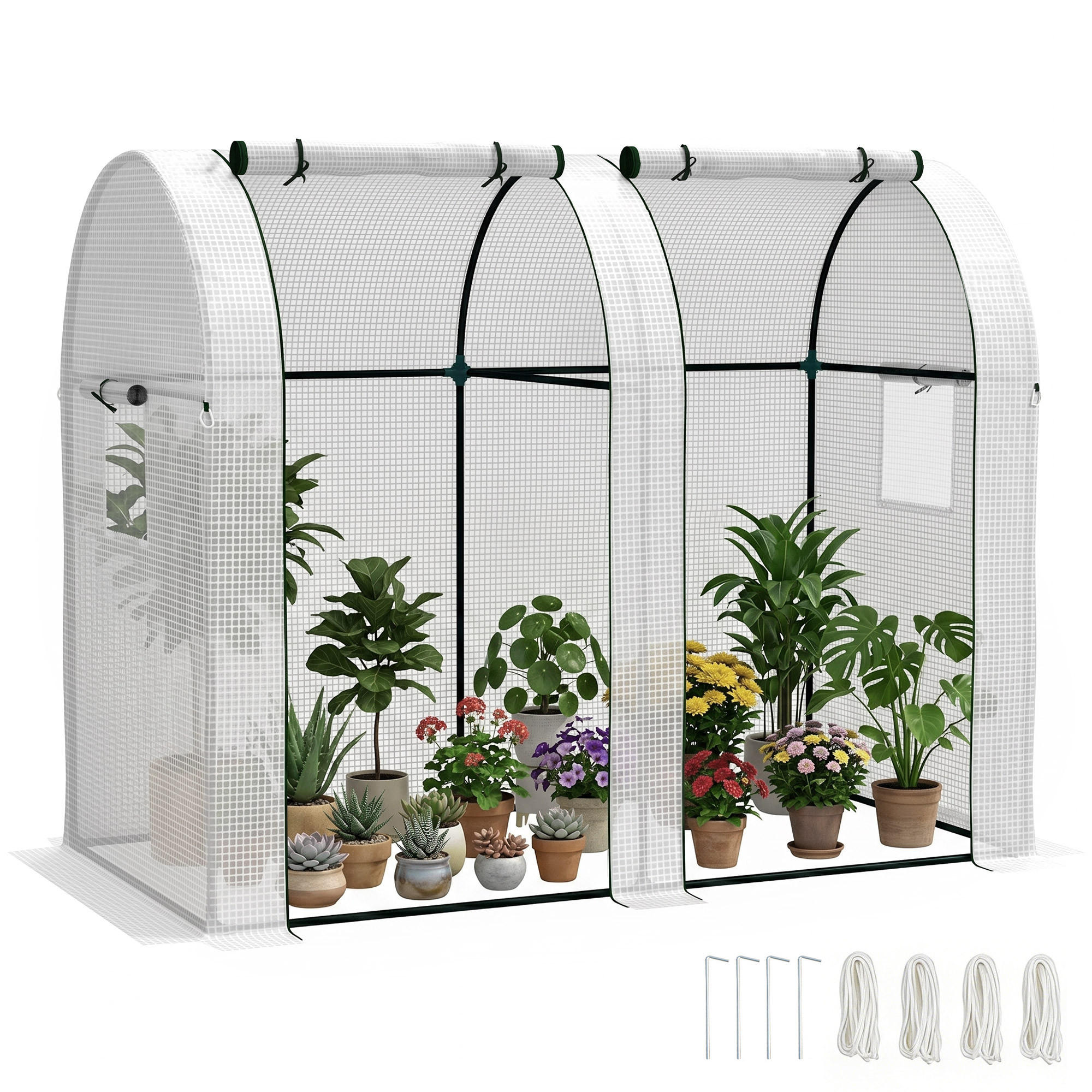 TOMATENGEWÄCHSHAUS DE-12008 mit 2 Türen & 4 Fenstern Weiß - Weiß, Metall (94/150/185cm) - ComfortXL