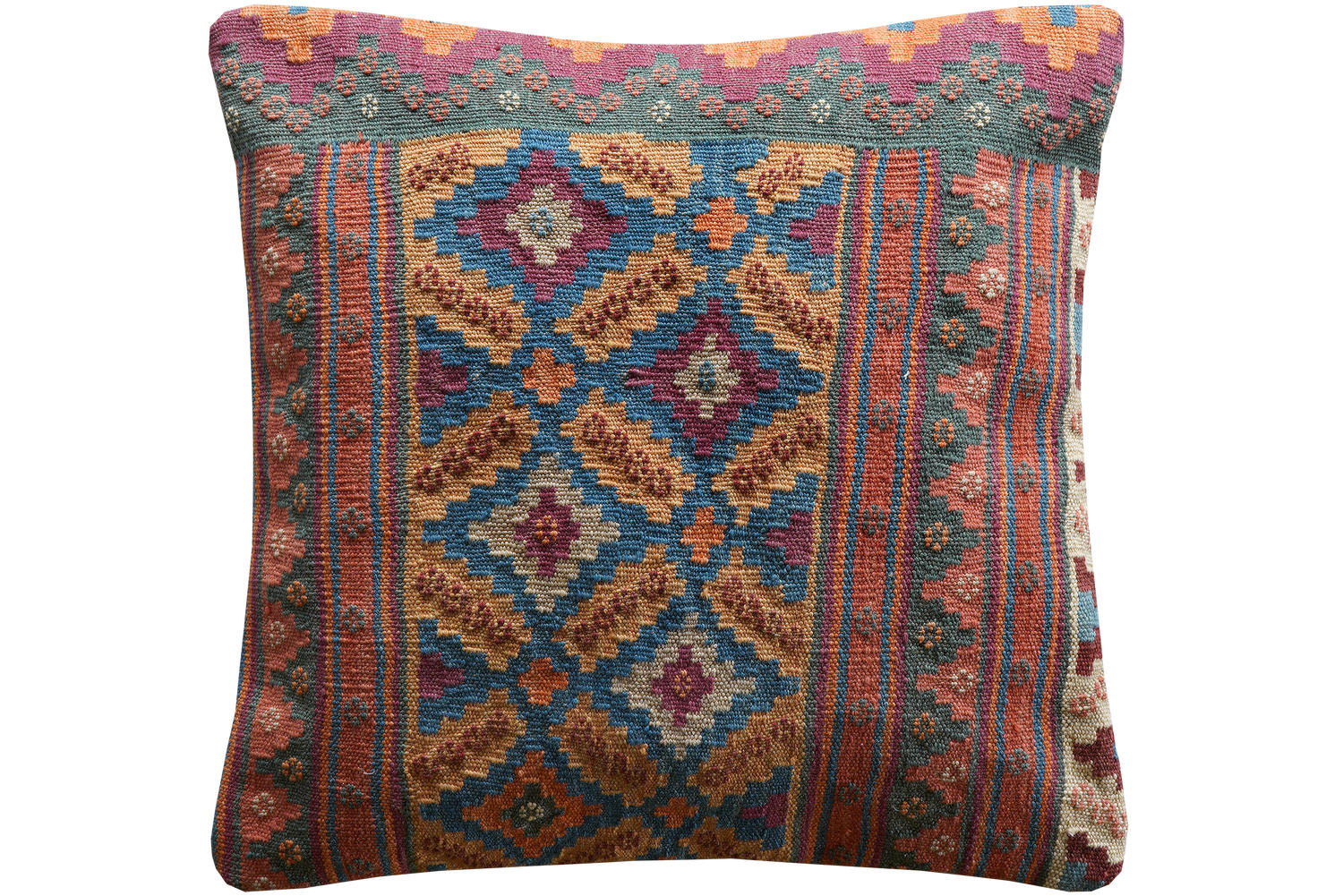 KELIM-KISSEN Mehrfarbig 65/65 cm Schurwolle - Multicolor, Textil (65/65cm) - Looma