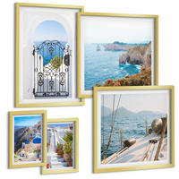 BILDER SET 5er Set - 50x50 cm & 20x30 cm & 40x60 cm Goldrahmen - Griechische Architektur auf Santorin, Oia - Goldfarben, Kunststoff (40/60cm) - TULUP