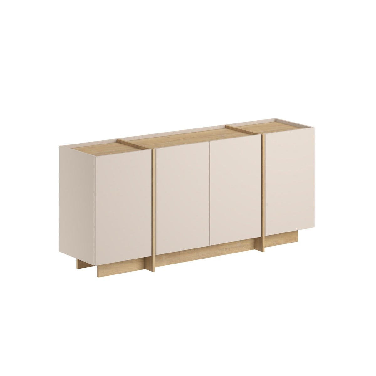 SIDEBOARD mit 4 Türen, Dekor in Kaschmir und Eiche-dekor 180/45/80 cm - Beige, Holzwerkstoff (45/80/180cm) - Calicosy