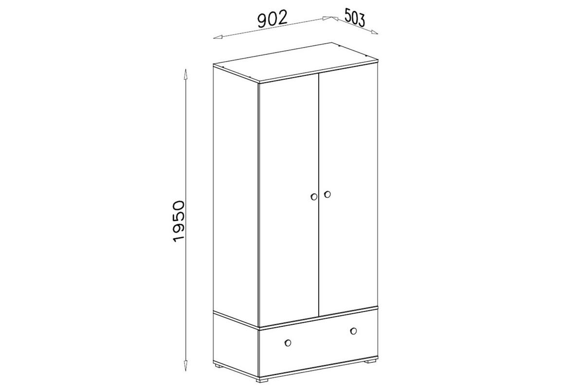 KINDERKLEIDERSCHRANK OKTAVIA 01 2-türig 90/50/195 in Weiß Matt / Eiche - Eichefarben/Weiß, Holzwerkstoff (90/195/50cm) - Deine Möbel 24