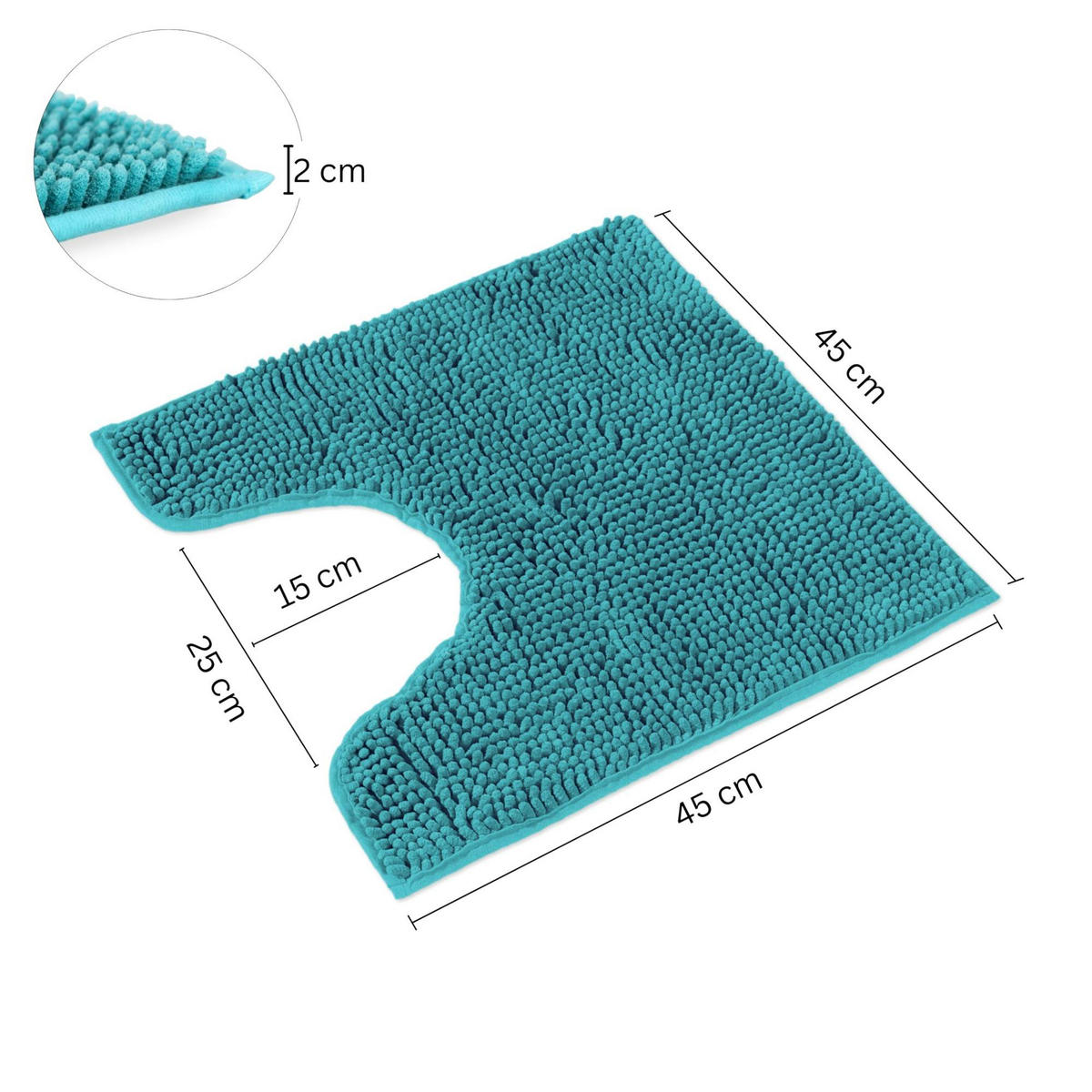 BADEMATTE MIT WC AUSCHNITT PARIS - Petrol, Textil (45/45cm) - WohnDirect