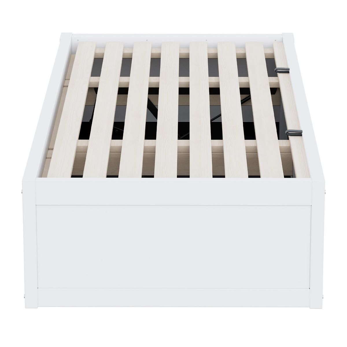 KINDERBETT 90/200 cm Weiß mit hydraulischem Stauraum und Kreidetafel - Weiß, Holzwerkstoff (90/200cm) - OKWISH