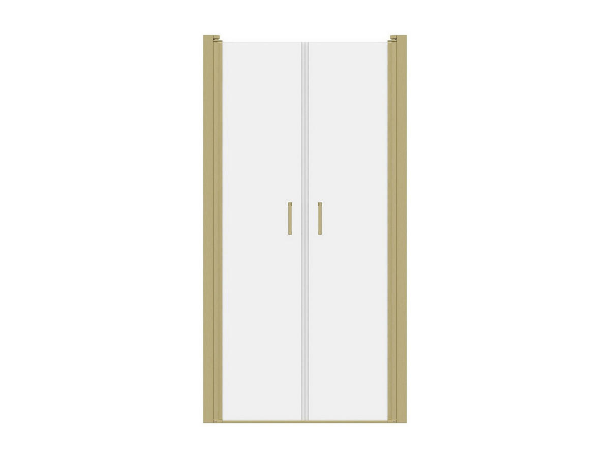 DUSCHTÜR - 80cm x 1.92cm - Aluminium - goldfarben - SARASOTA - Goldfarben, Metall (80/195cm) - Vente-Unique