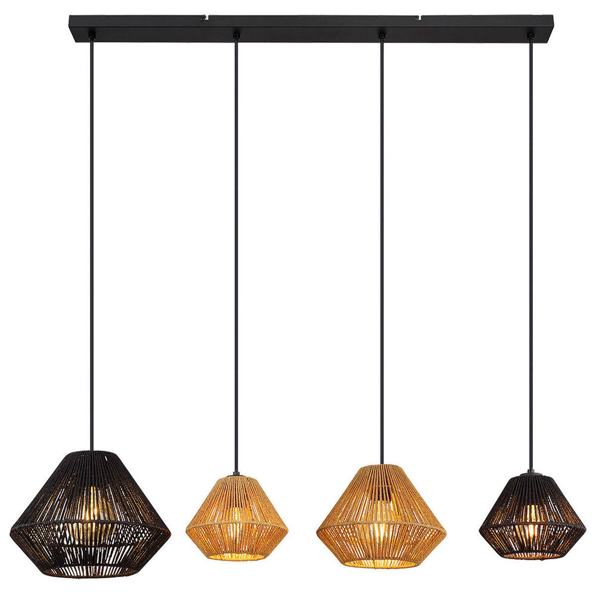LED HÄNGELEUCHTE Naturseile Schwarz Beige - Schwarz, Metall (103/30/120cm) - Globo Lighting