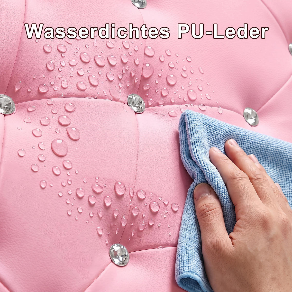 POLSTERBETT Princess Crown 90x200 cm mit höhenverstellbarem Kopfteil, PU, Lattenrost & LED-Beleuchtung, Rosa - Pink, Leder/Holz (90/200cm) - BursDany
