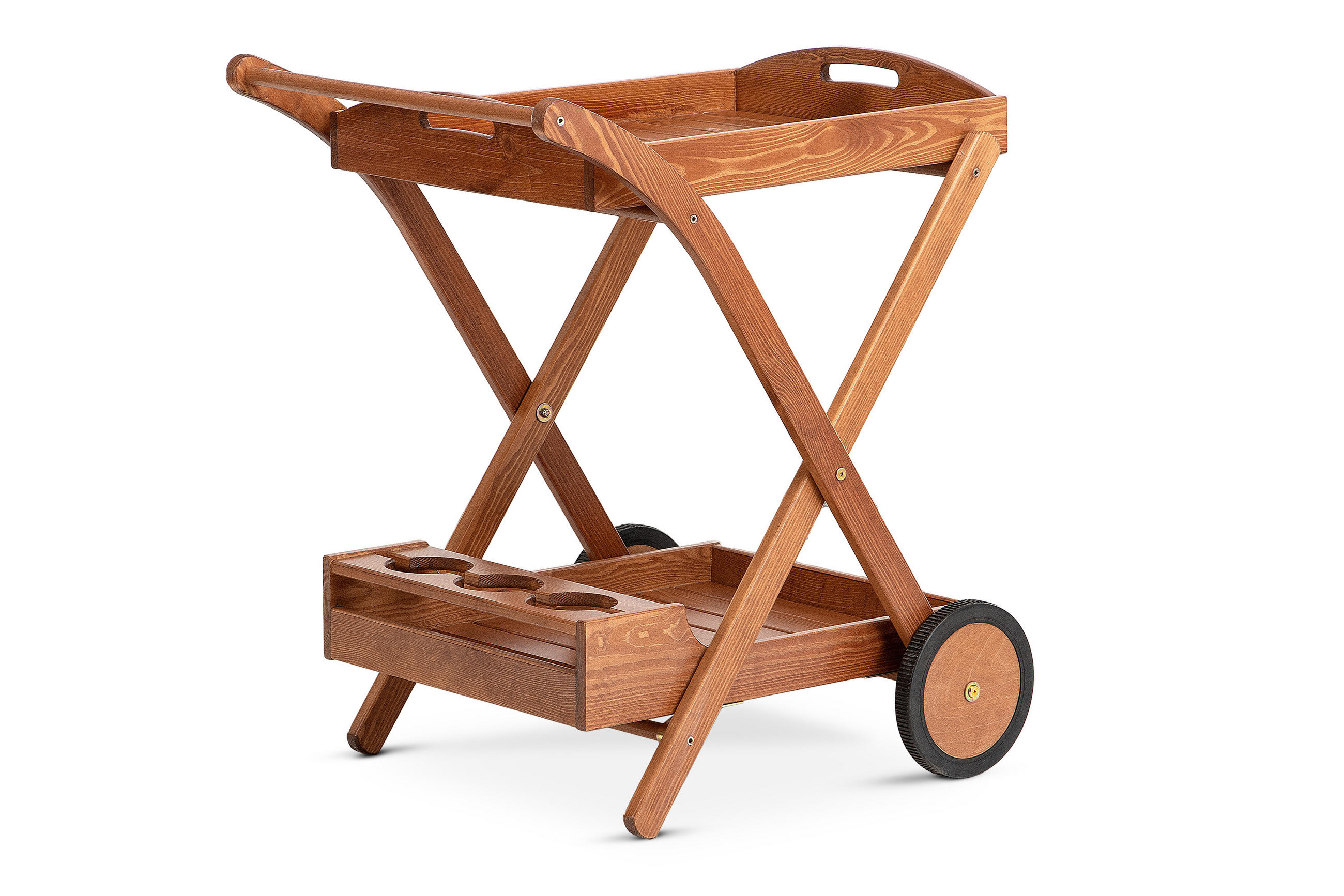 BAR-AUF-RÄDERN ARVICOLA aus Kiefernholz, braun - Braun, Holz (70/83/56cm) - KONSIMO®