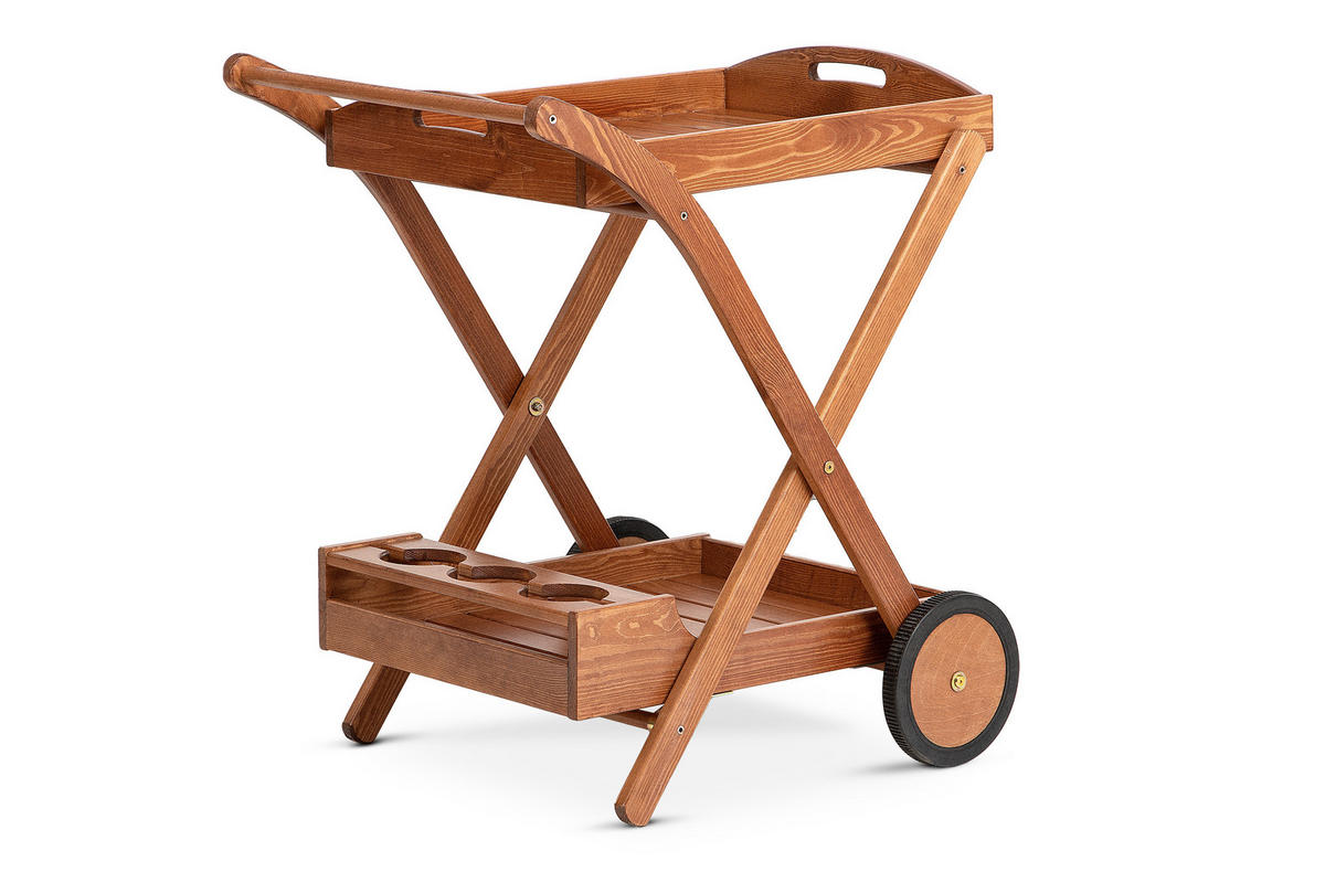 BAR-AUF-RÄDERN ARVICOLA aus Kiefernholz, braun - Braun, Holz (70/83/56cm) - KONSIMO®
