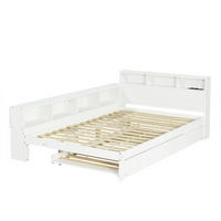AUSZIEHBETT 120/200 cm DE-32741 mit Stauraumregal und Ladestation Weiß - Weiß, Holz (120/200cm) - ComfortXL