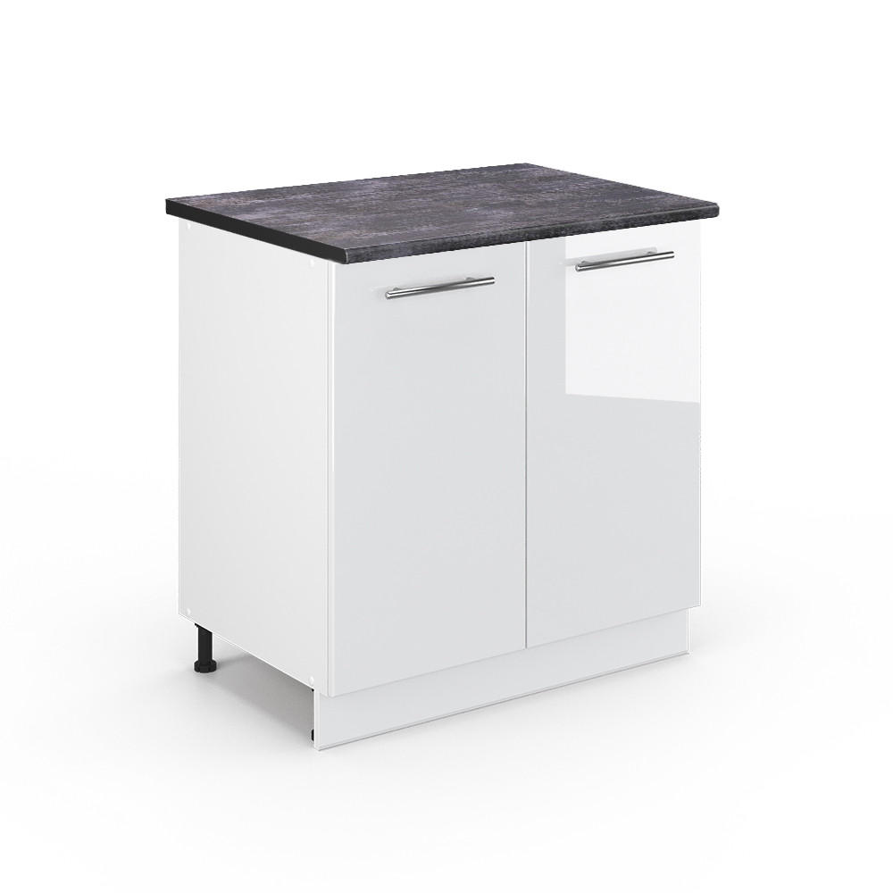 SPÜLENUNTERSCHRANK Fame-Line Weiß Hochglanz 80 cm mit Regal AP Anthrazit - Weiß Hochglanz/Weiß, Holzwerkstoff (80/82/60cm) - Vicco