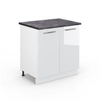 SPÜLENUNTERSCHRANK Fame-Line Weiß Hochglanz 80 cm mit Regal AP Anthrazit - Weiß Hochglanz/Weiß, Holzwerkstoff (80/82/60cm) - Vicco