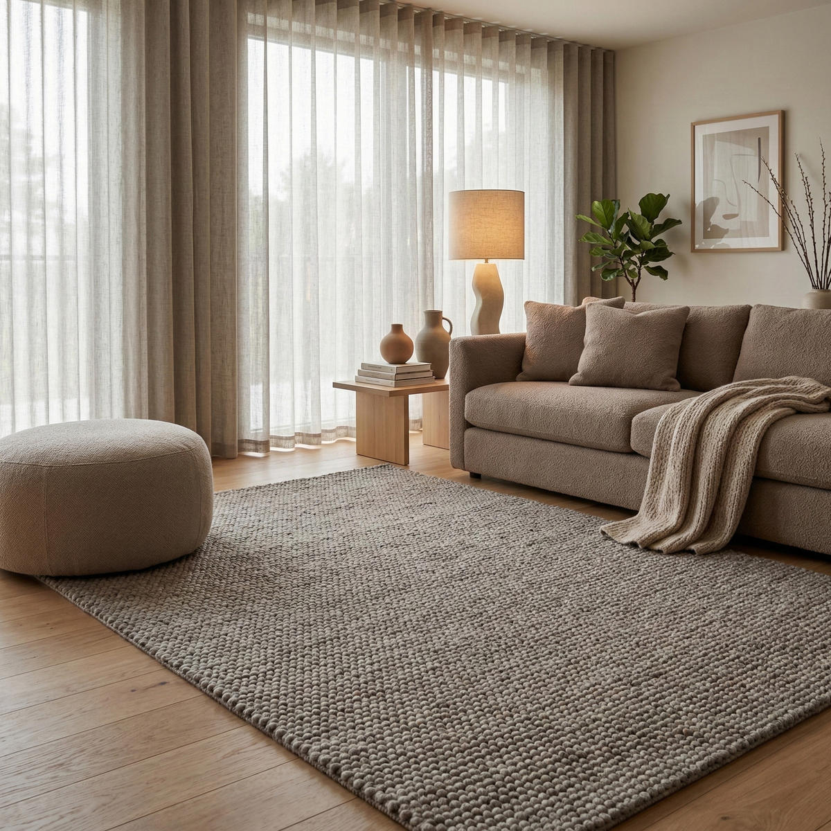 WOLLTEPPICH WOOLY 200/290 cm Taupe - Taupe, Naturmaterialien (200/290cm) - Consilio Concept