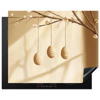 HERDABDECKPLATTE Beige - Osterkuchen - Eier Herdabdeckung Induktionsfeld 65x52 cm - Beige, Kunststoff (65/52/0.2cm) - MuchoWow