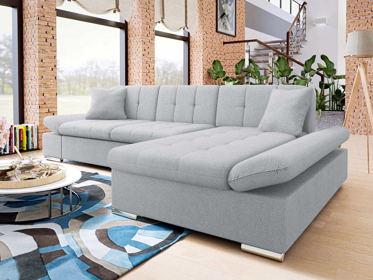 ECKSOFA Malwi, Seite: Rechts - Platinfarben, Holz/Textil (278/161cm) - MIRJAN24