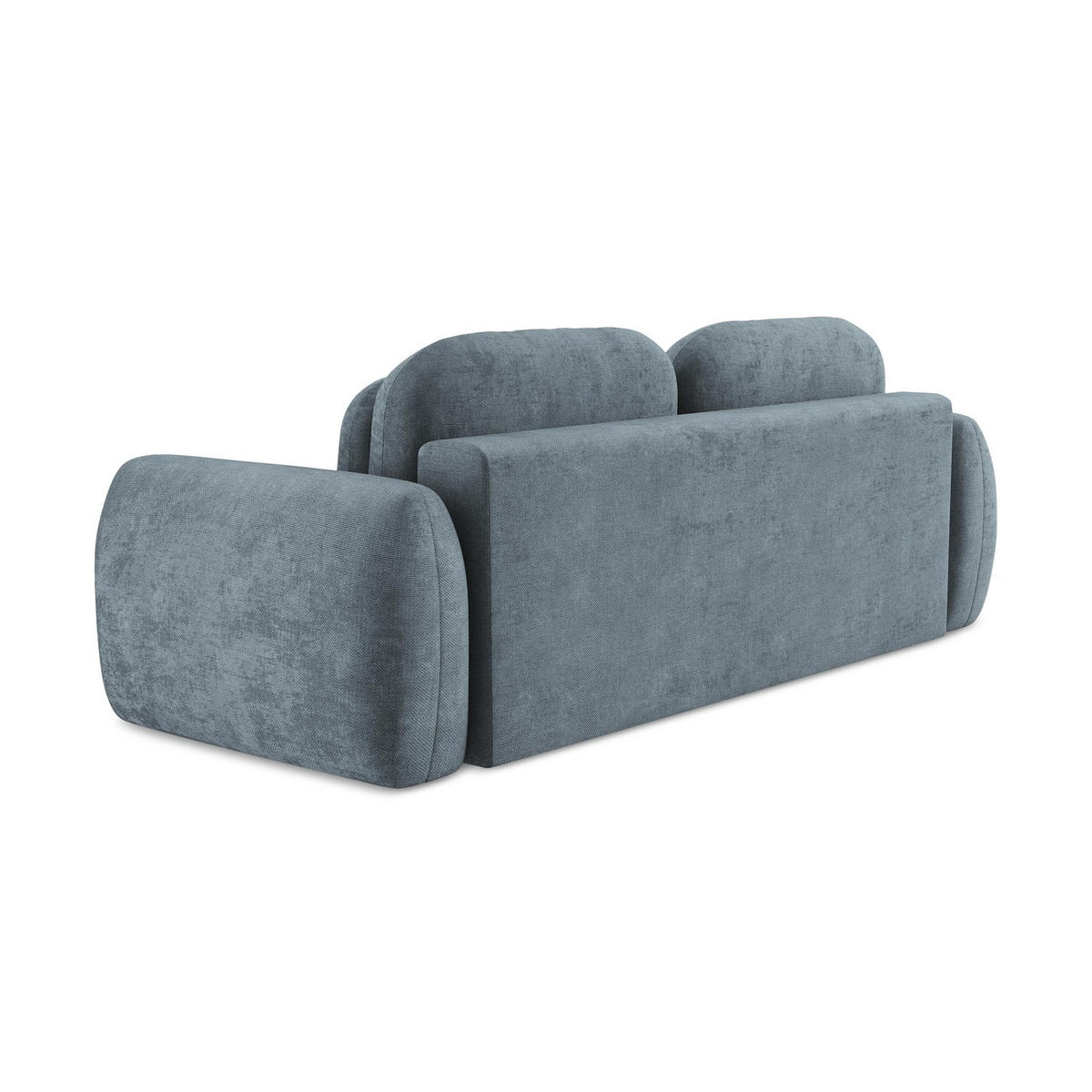 3-SITZER SOFA mit Schlaffunktion Chenille Stoff Blau - Pastellblau/Schwarz, Holzwerkstoff/Kunststoff (266/95/121cm) - LaMiaSofa