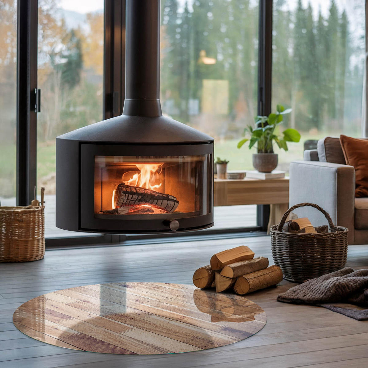 GLASPLATTE für Kamin Ø 100 cm - Braun, Glas (100/100/0.4cm) - TULUP