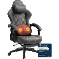 GAMING-STUHL & hoher Rückenlehne, Massagefunktion PU-Leder - Grau, Leder (61/117/61cm)