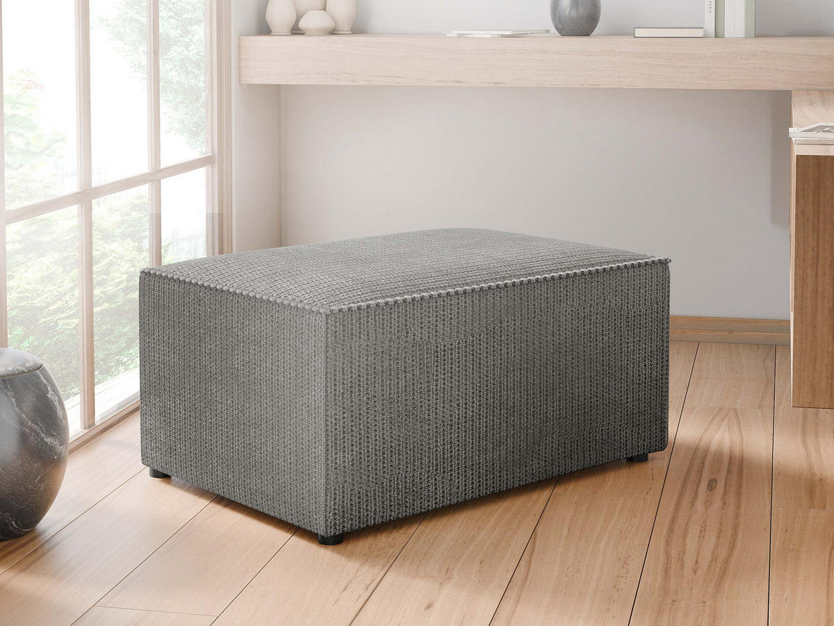 POLSTERHOCKER Karl - Schwarz/Grau, Holz/Kunststoff (60/38/45cm) - MIRJAN24