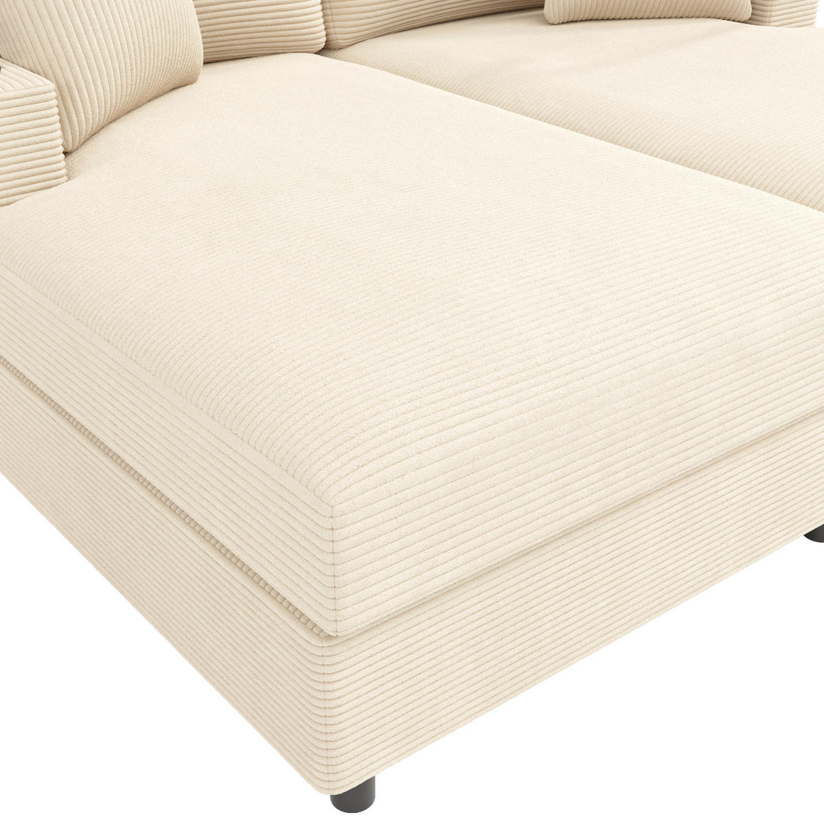 SOFA 2-Sitzer 163x140 cm Cord Beige mit USB und Getränkehaltern - Beige, Textil (140/82/163cm) - Meubliv