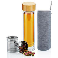 THERMOSFLASCHE mit Edelstahl Sieb - Grau, Glas (0.45L) - Intirilife