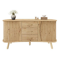 KOMODA, videz lesa, v obliki graha, z 2 drsnimi vrati in 3 predali - naravne barve, leseni material (150/75/36.5cm) - Urban Meuble