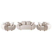 SET CANAPELE cu 4 locuri textil bej deschis Ringel - maro/bej, material textil (189/75/87cm) - Beliani