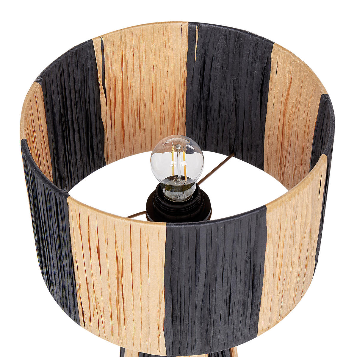 TISCHLEUCHTE Naturfarben/Schwarz Welmel - Schwarz/Naturfarben, Naturmaterialen (25/25/41cm) - Beliani