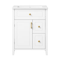 WASCHTISCHUNTERSCHRANK Weiß mit Keramikbecken - Weiß, Holzwerkstoff (61/87/47cm) - Urban Meuble