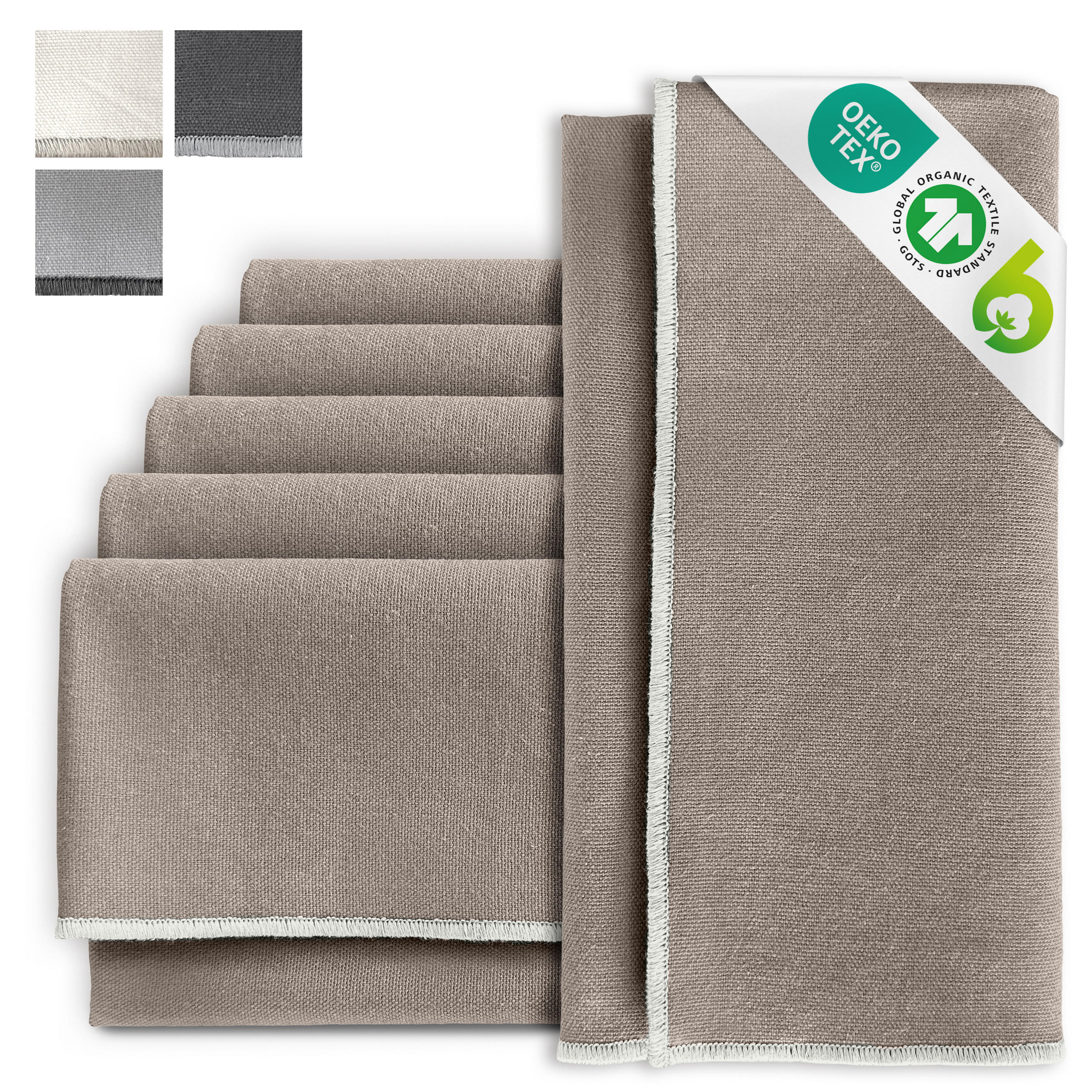 STOFFSERVIETTEN aus Baumwolle 6er-Set - Braun, Textil (45/45cm) - Miqio Design