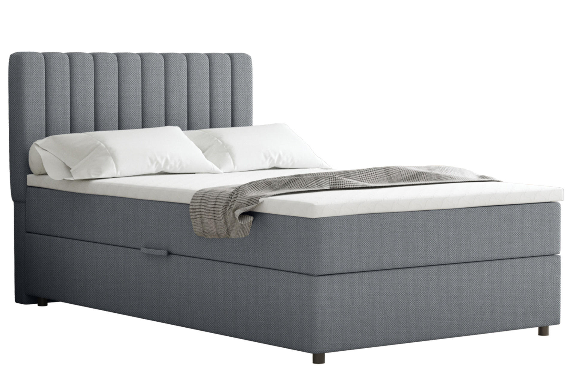 BOXBETT Everest 120 x 200 cm Einzelbett mit hochwertiger Bonell-Matratze und Topper - Dunkelgrau, Holz (120/200cm) - Panda Möbel
