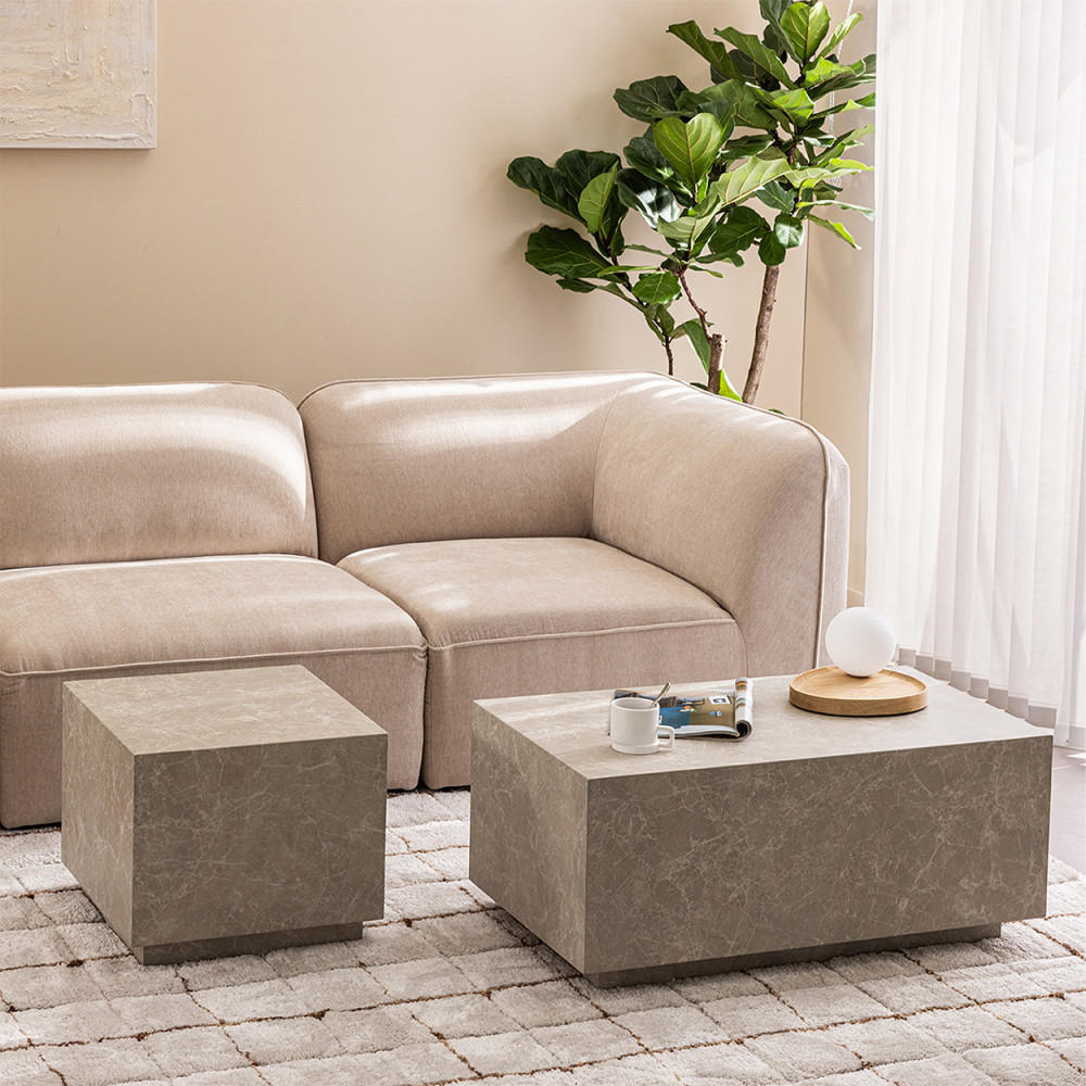 BEISTELLTISCH - Marmor - Beige - Einzelstück - Beige, Stein (40/40/45cm) - Drawer