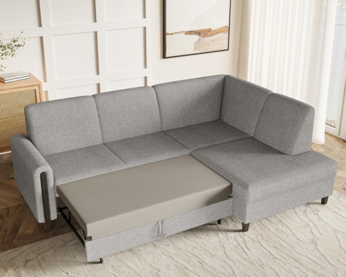 ECKSOFA Grau FLORA Stoff Bubble Rechts Ausziehbar - Grau, Textil (172/236cm) - Sepro Meble