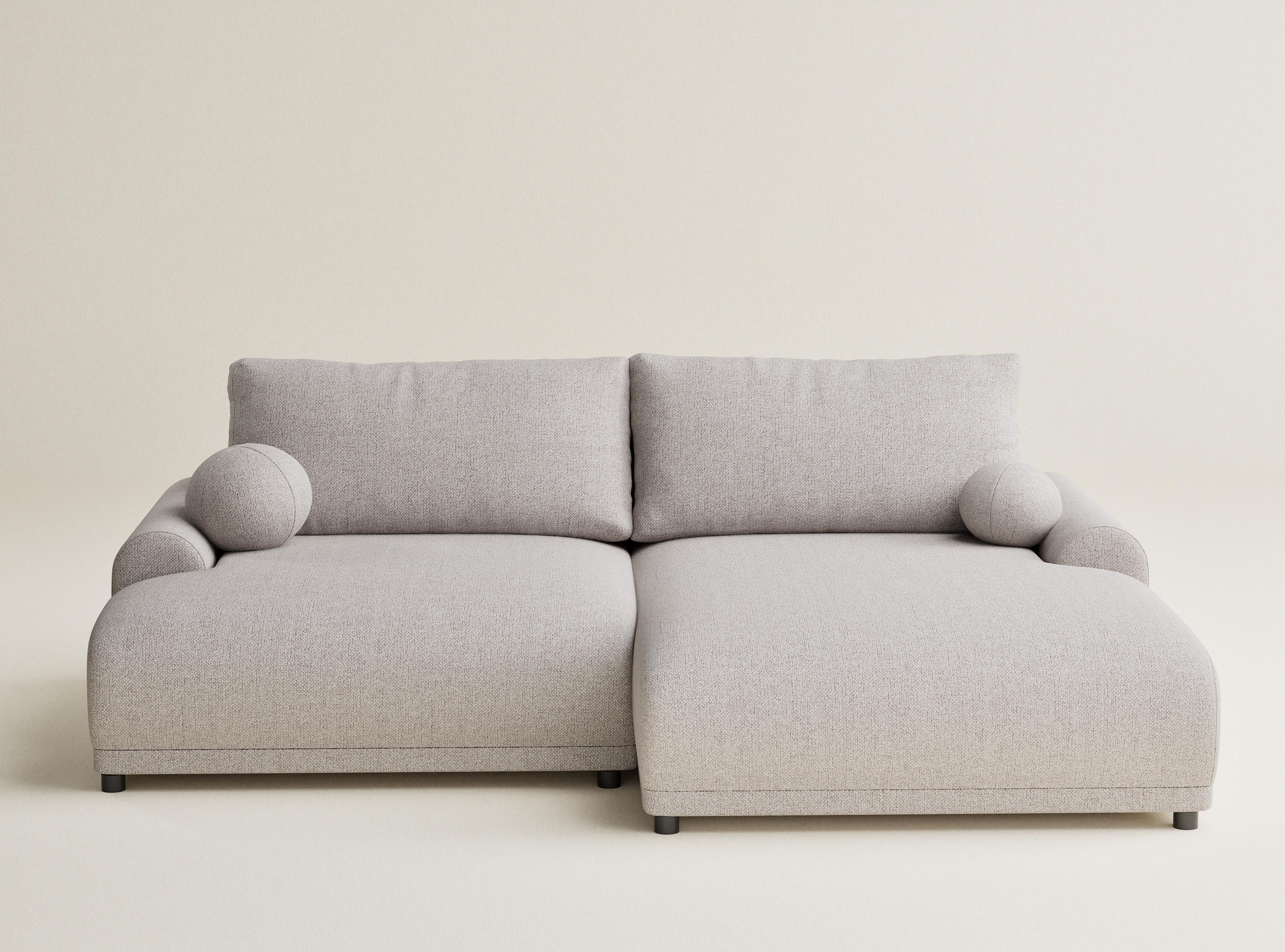 ECKSOFA MIT SCHLAFFUNKTION Tallin Beige Webstoff - Beige/Schwarz, Holz/Holzwerkstoff (240/145cm) - Maison de Reve