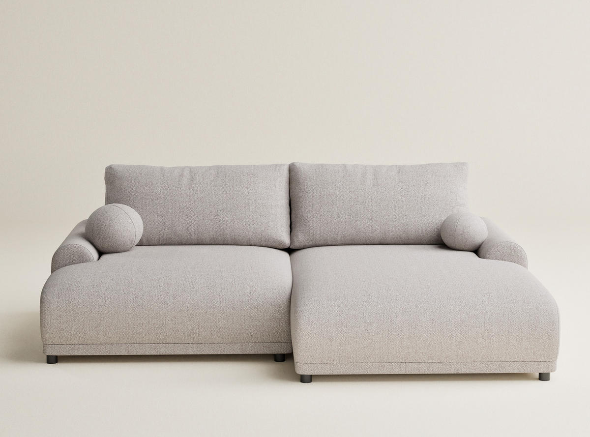 ECKSOFA MIT SCHLAFFUNKTION Tallin Beige Webstoff - Beige/Schwarz, Holz/Holzwerkstoff (240/145cm) - Maison de Reve