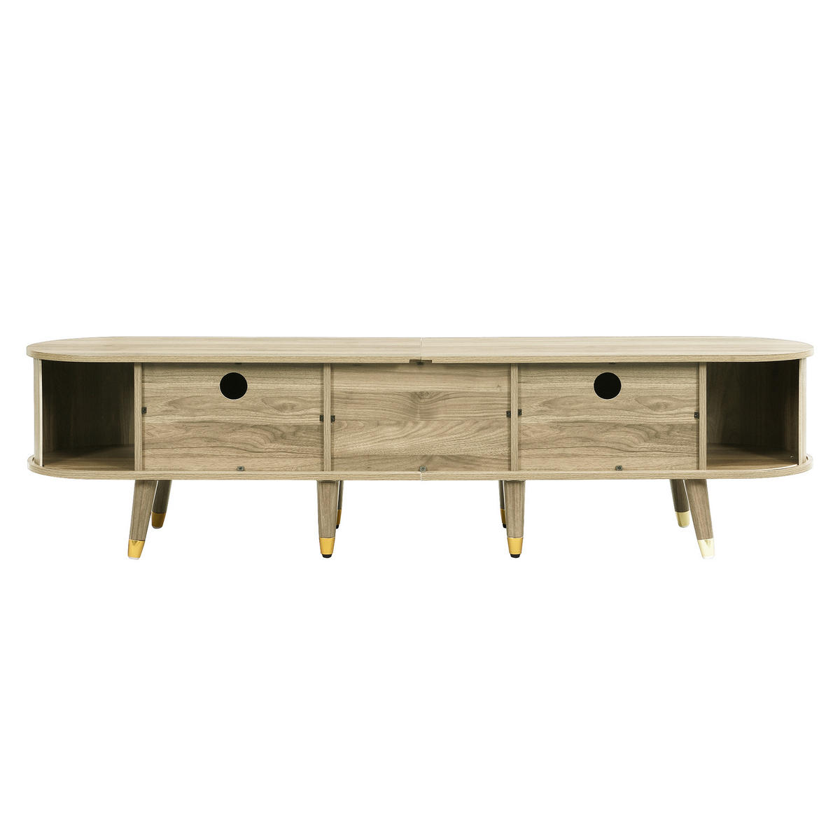 TV-ELEMENT 175 cm Eichenoptik MDF mit Schiebetür und Goldakzenten - Eichefarben, Holzwerkstoff (38/45/175cm) - Korfee