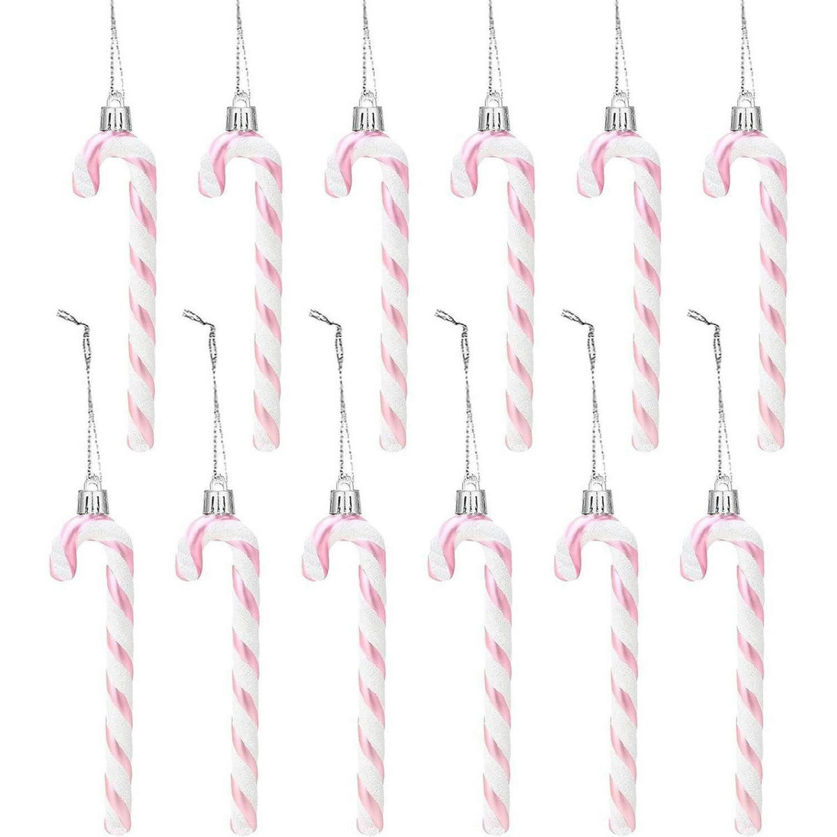 WEIHNACHTSBAUMSCHMUCK 12-teiliges Set Zuckerstangen-Anhänger Rosa - Multicolor, Kunststoff (3/1/12cm)