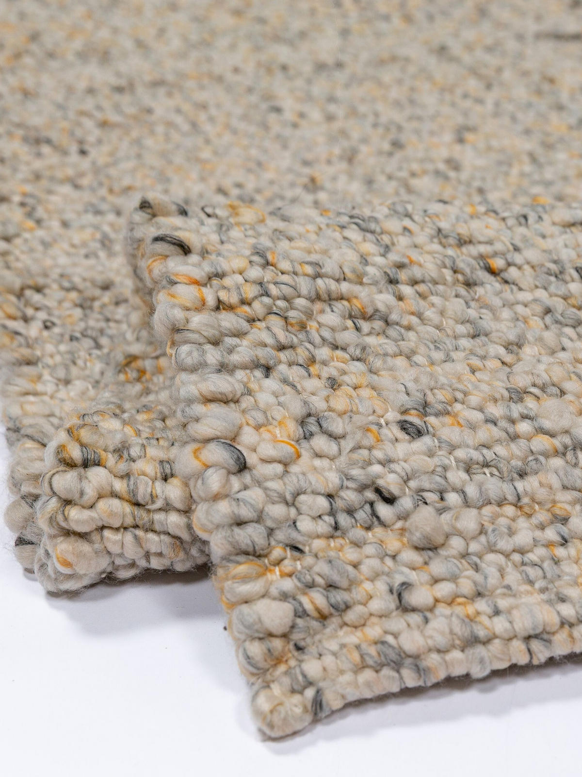 TEPPICH Kurzflor, handgewebt, GLAVEN, in Gelb-Grau, Bouclé-Struktur, 120 x 170 cm - Gelb, Textil (120/170cm) - KADIMA DESIGN