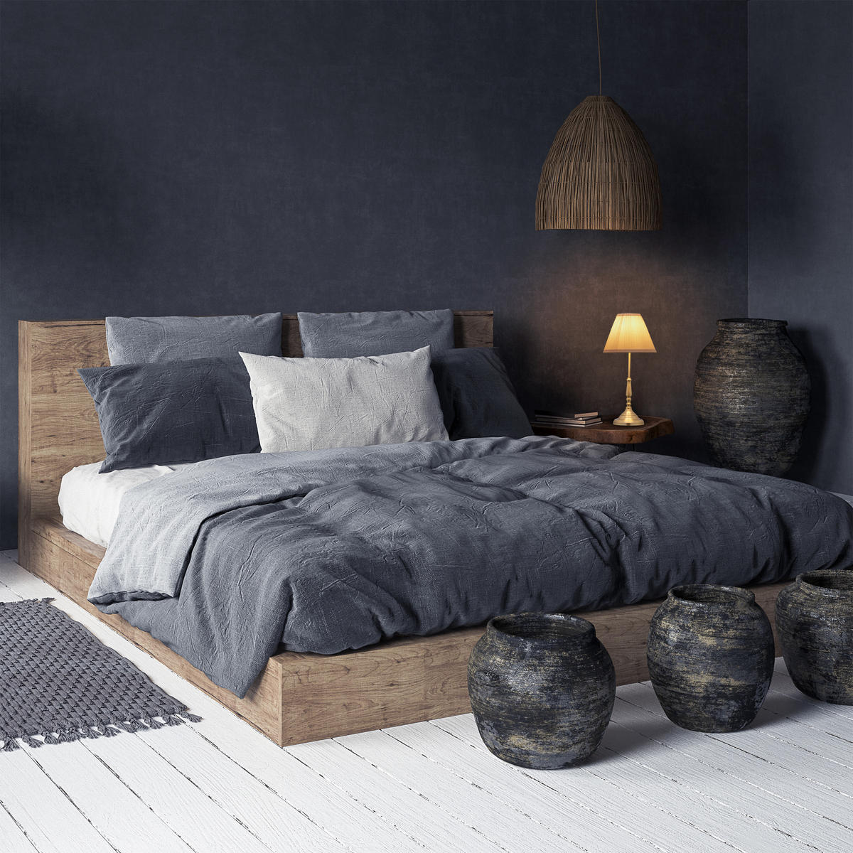 TISCHLAMPE - Multicolor, Kunststoff/Textil (21/21/43cm) - Relaxdays