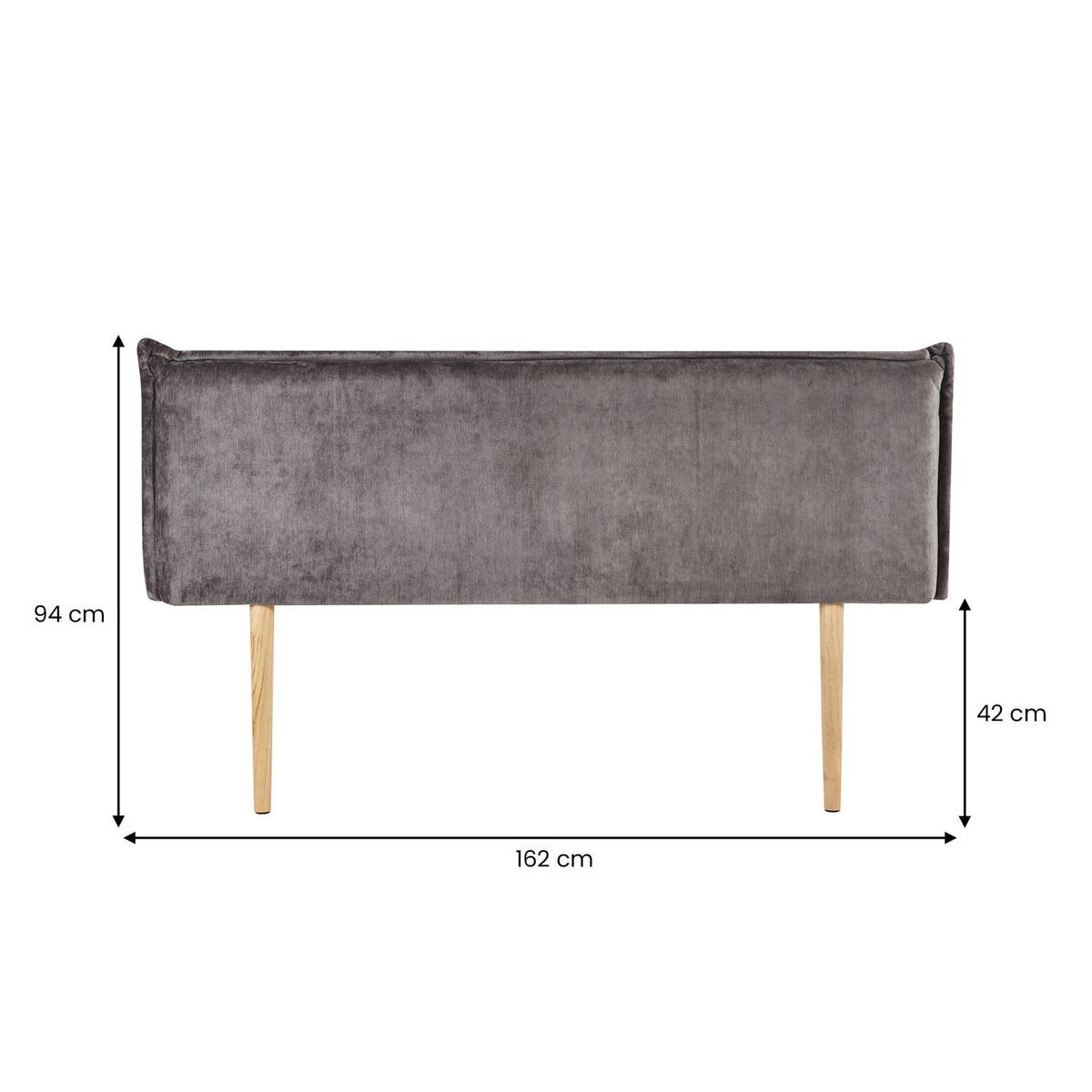KOPFTEIL OVIO 160X190 CM - Grau, Textil (162/94/7cm) - IDIMEX